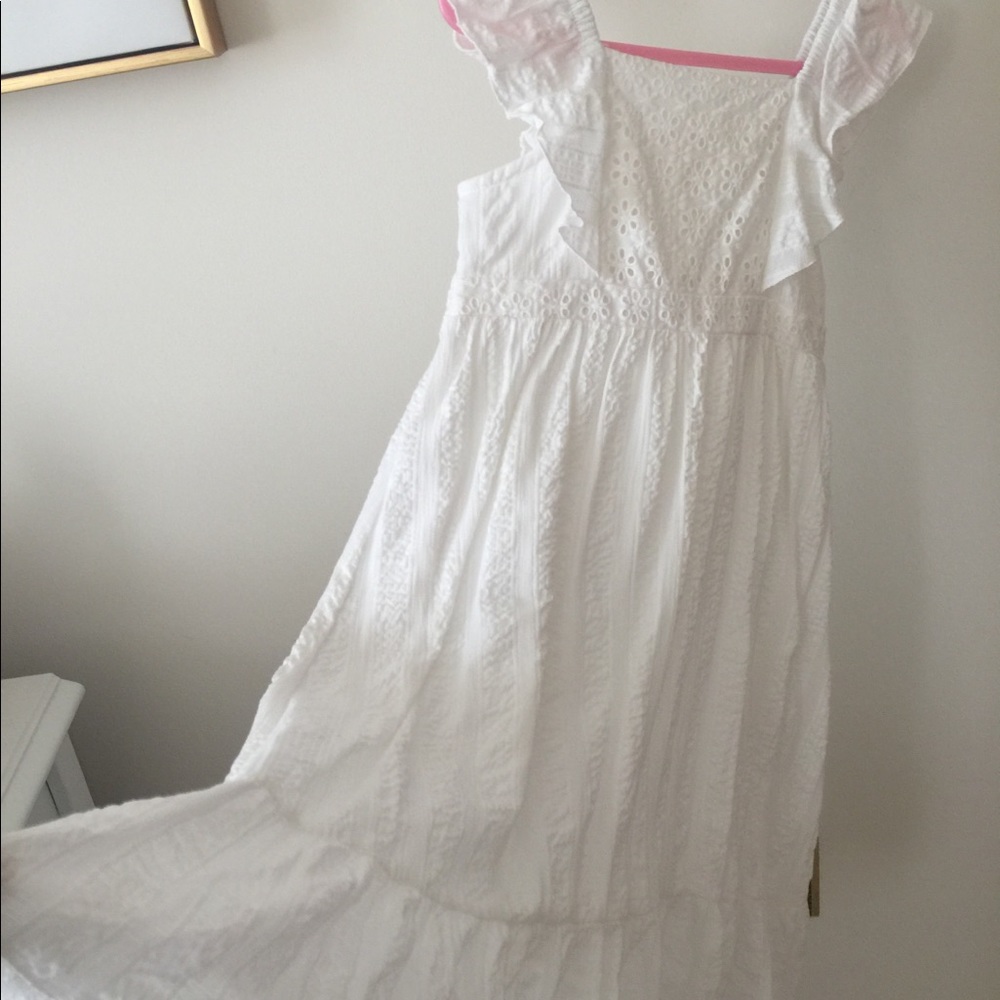Girls white maxi sun dress, eyelet 4T